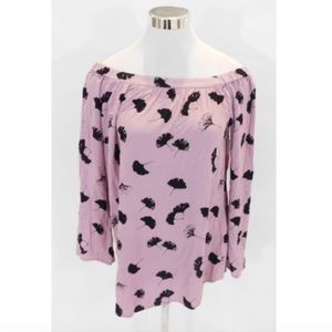 BP Floral Print Top Purple Off Shoulder NWT